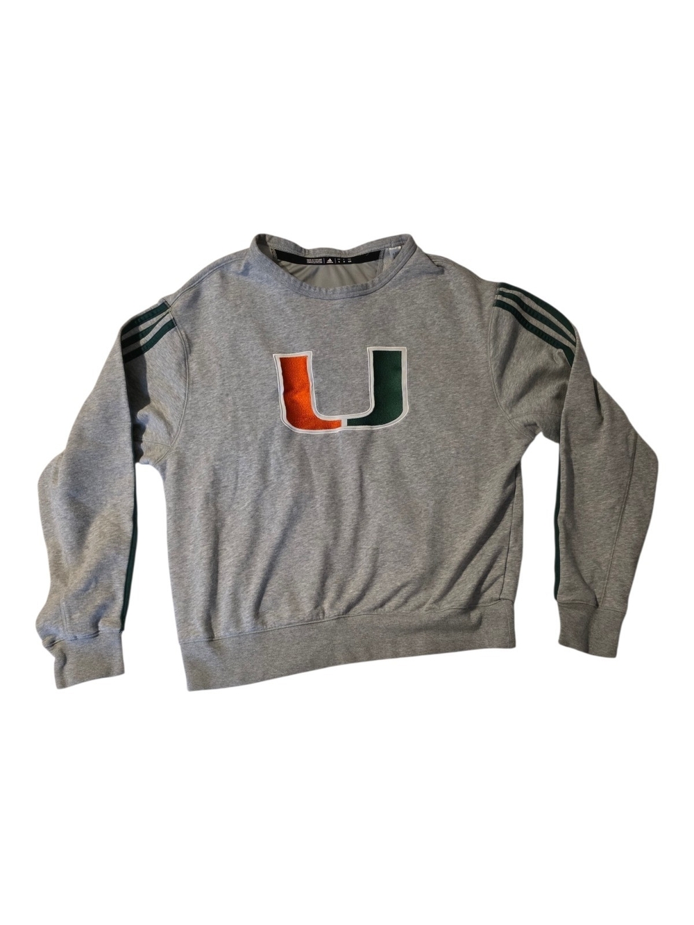 Adidas University Of Miami Womens Crewneck Sweatshirt Sz Med